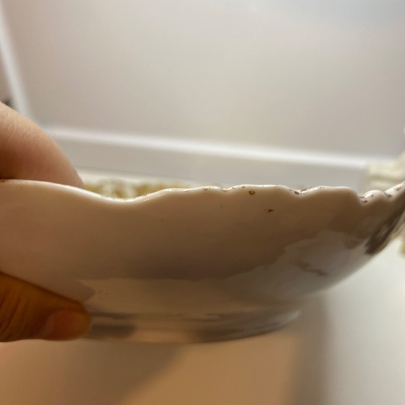 c1900 AK VF LIMOGES A. KLINGENBERG White GOLD ENCRUSTED DISH TRAY BOWL GARLAND - Picture 6 of 13